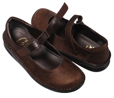 【靴のHOSHIKAWA】  『A-OK 85712』 エーオーケー パンプス 22cm〜24.5cm レディース ダークブラウン マジックテープ 低反発クッション 牛革 厚底 日本製