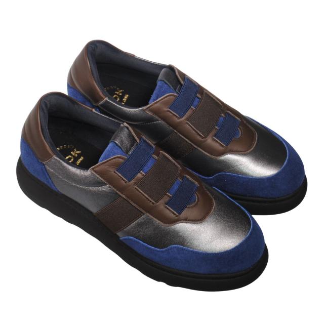 【靴のHOSHIKAWA】  『A-OK 92501』 エーオーケー スリッポン 22cm〜24.5cm EEEE ネイビー/ガンメタリック/ダークブラウン カジュアル ゴムバンド レディース コンフォートシューズ 幅が広い 牛革 国産