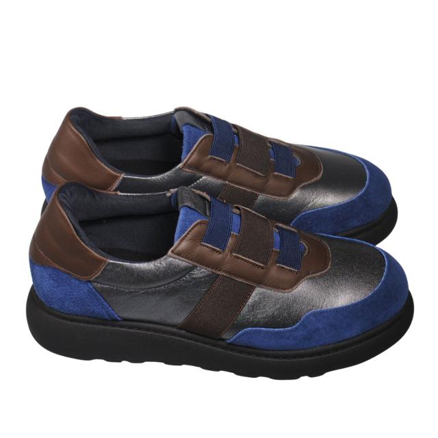 【靴のHOSHIKAWA】  『A-OK 92501』 エーオーケー スリッポン 22cm〜24.5cm EEEE ネイビー/ガンメタリック/ダークブラウン カジュアル ゴムバンド レディース コンフォートシューズ 幅が広い 牛革 国産