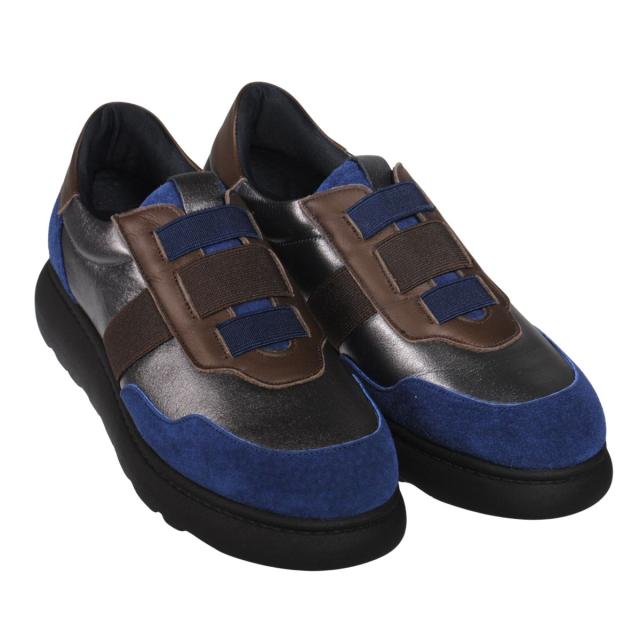 【靴のHOSHIKAWA】  『A-OK 92501』 エーオーケー スリッポン 22cm〜24.5cm EEEE ネイビー/ガンメタリック/ダークブラウン カジュアル ゴムバンド レディース コンフォートシューズ 幅が広い 牛革 国産