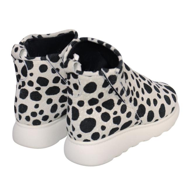 【靴のHOSHIKAWA】  『A-OK 94405P1』 エーオーケー ショートブーツ 22cm〜24.5cm EEEE レディース ダルメシアン ショート丈 スウェード サイドゴア 幅が広い 国産 牛革 厚底 秋冬