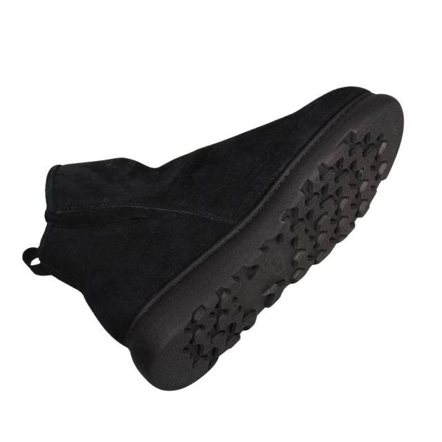 【靴のHOSHIKAWA】  『A-OK 94405P』 エーオーケー ショートブーツ 22cm〜24.5cm EEEE レディース ブラック ショート丈 スウェード サイドゴア 幅が広い 国産 牛革 厚底 秋冬