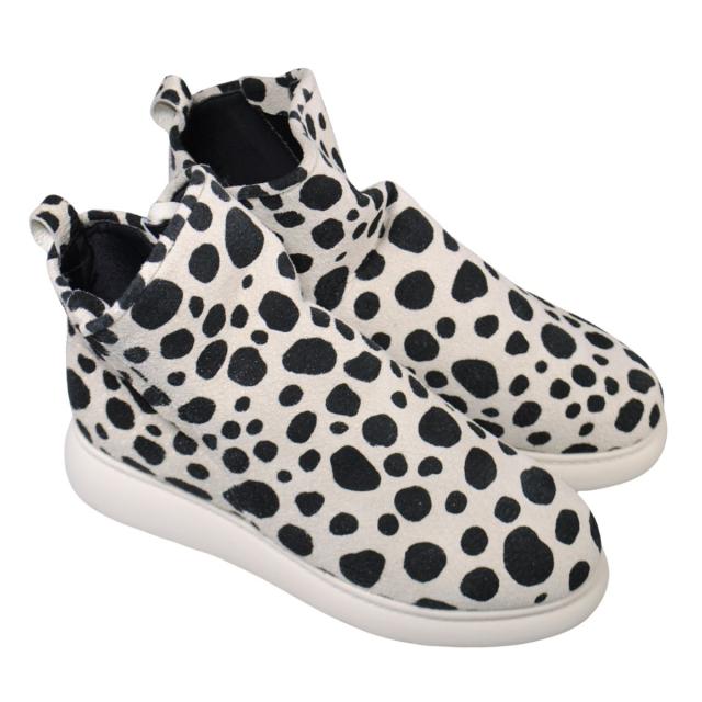 【靴のHOSHIKAWA】  『A-OK 94405P1』 エーオーケー ショートブーツ 22cm〜24.5cm EEEE レディース ダルメシアン ショート丈 スウェード サイドゴア 幅が広い 国産 牛革 厚底 秋冬