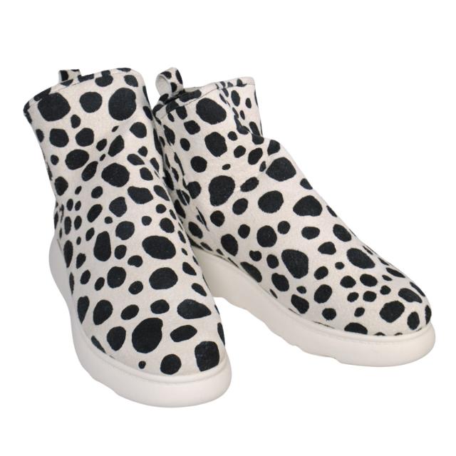 【靴のHOSHIKAWA】  『A-OK 94405P1』 エーオーケー ショートブーツ 22cm〜24.5cm EEEE レディース ダルメシアン ショート丈 スウェード サイドゴア 幅が広い 国産 牛革 厚底 秋冬