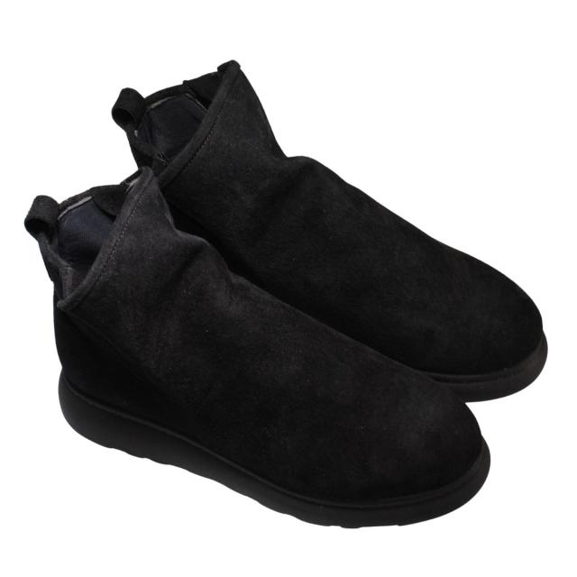 【靴のHOSHIKAWA】  『A-OK 94405P』 エーオーケー ショートブーツ 22cm〜24.5cm EEEE レディース ブラック ショート丈 スウェード サイドゴア 幅が広い 国産 牛革 厚底 秋冬