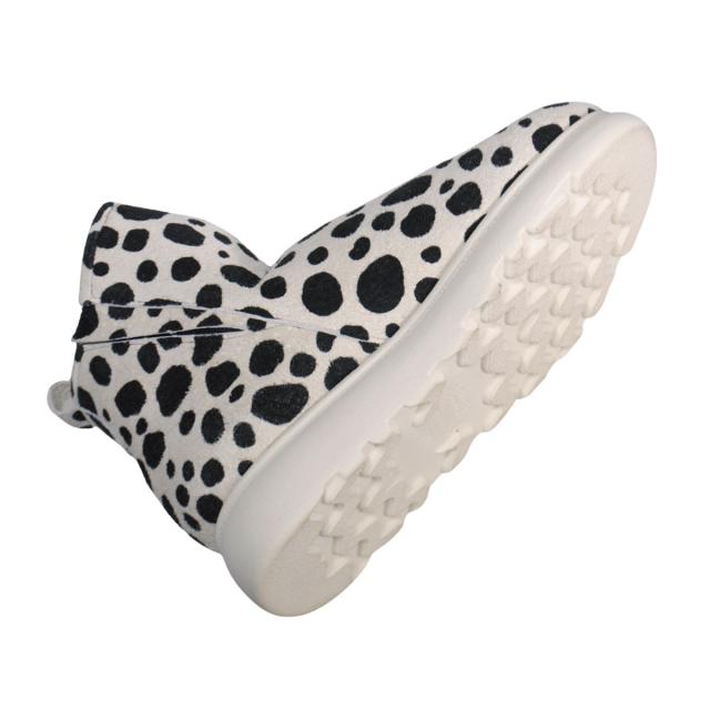 【靴のHOSHIKAWA】  『A-OK 94405P1』 エーオーケー ショートブーツ 22cm〜24.5cm EEEE レディース ダルメシアン ショート丈 スウェード サイドゴア 幅が広い 国産 牛革 厚底 秋冬