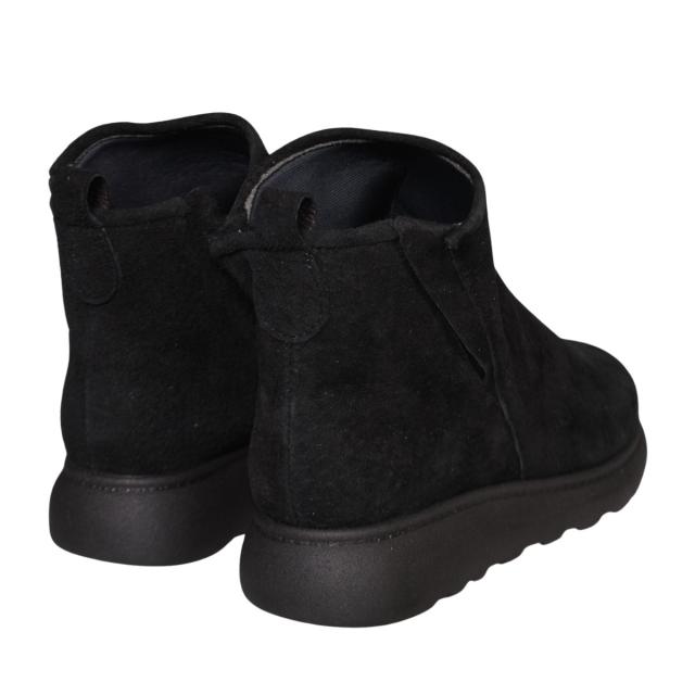【靴のHOSHIKAWA】  『A-OK 94405P』 エーオーケー ショートブーツ 22cm〜24.5cm EEEE レディース ブラック ショート丈 スウェード サイドゴア 幅が広い 国産 牛革 厚底 秋冬