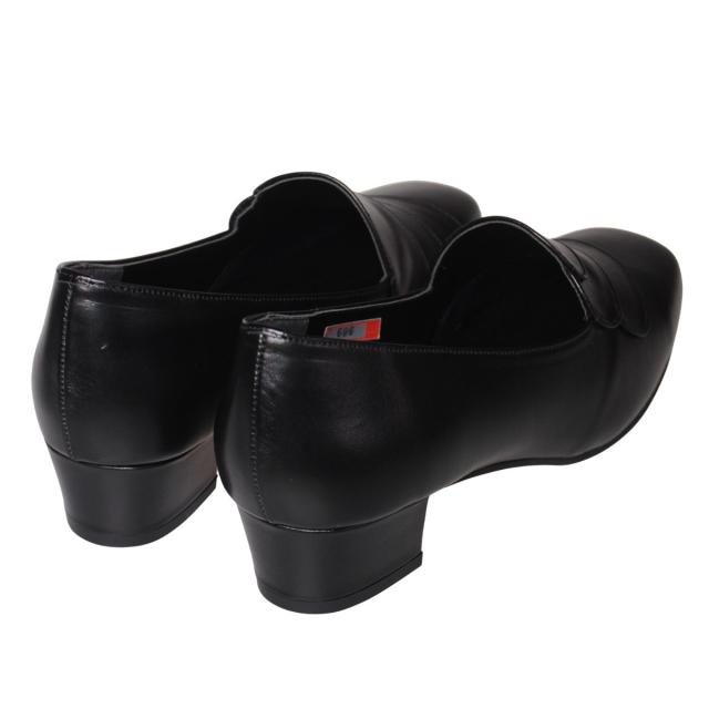 【靴のHOSHIKAWA】  『A-OK AA606』 22.5cm〜24.5cm EEE レディース パンプス ブラック ローヒール アーモンドトゥ フォーマル ビジネス 冠婚葬祭 日本製 本革 幅広