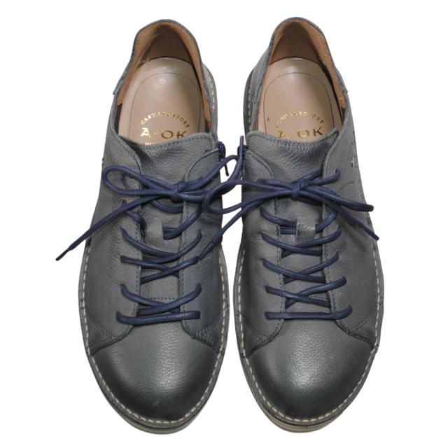 【靴のHOSHIKAWA】  『A-OK W7091』 エーオーケー レザーシューズ 25.5cm〜27.5cm メンズ カジュアル フォレスト レーズアップ ファスナー 革紐 幅が広い 日本製 牛革