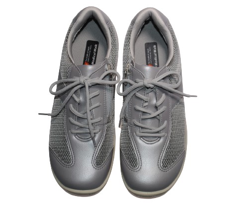 【靴のHOSHIKAWA】  『Medical Walk L030』 アサヒ メディカルウォーク 21.5cm〜25cm EEEE レディース シルバー カジュアルシューズ レースアップ 天然皮革 日本製