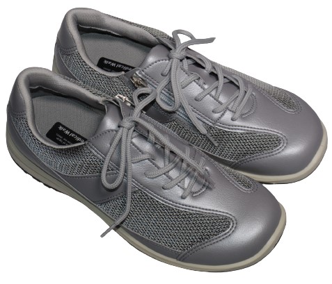 【靴のHOSHIKAWA】  『Medical Walk L030』 アサヒ メディカルウォーク 21.5cm〜25cm EEEE レディース シルバー カジュアルシューズ レースアップ 天然皮革 日本製