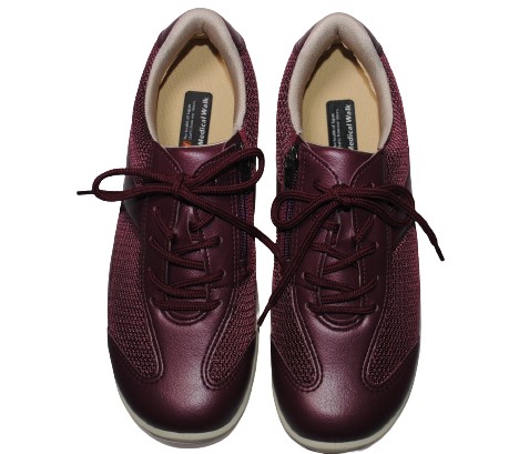 【靴のHOSHIKAWA】  『Medical Walk L030』 アサヒ メディカルウォーク 21.5cm〜25cm EEEE レディース ワイン カジュアルシューズ レースアップ 天然皮革 日本製