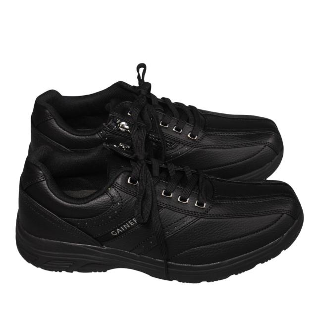 【靴のHOSHIKAWA】  『GAINER 0139』 24.5cm〜28cm EEEE スニーカーサイドファスナー ブラック コンフォート 吸湿 速乾 抗菌防臭加工 合成皮革 衝撃吸収 幅広