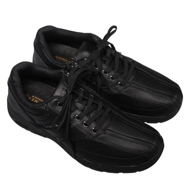 【靴のHOSHIKAWA】  『GAINER 0139』 24.5cm〜28cm EEEE スニーカーサイドファスナー ブラック コンフォート 吸湿 速乾 抗菌防臭加工 合成皮革 衝撃吸収 幅広
