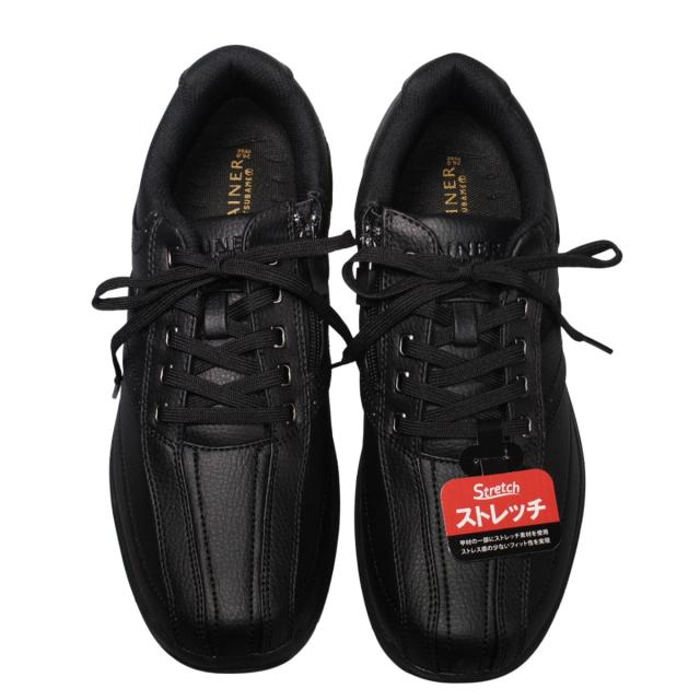 【靴のHOSHIKAWA】  『GAINER 0139』 24.5cm〜28cm EEEE スニーカーサイドファスナー ブラック コンフォート 吸湿 速乾 抗菌防臭加工 合成皮革 衝撃吸収 幅広