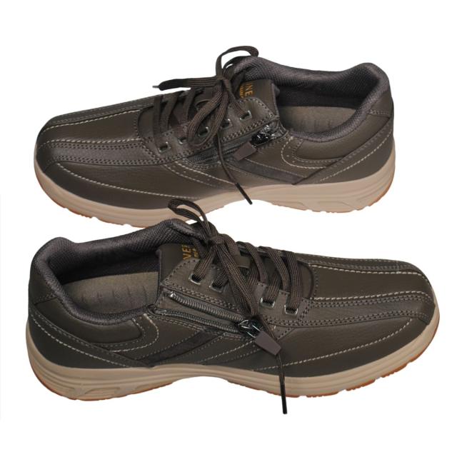 【靴のHOSHIKAWA】  『GAINER 0139』 24.5cm〜28cm EEEE スニーカーサイドファスナー カーキ コンフォート 吸湿 速乾 抗菌防臭加工 合成皮革 衝撃吸収 幅広