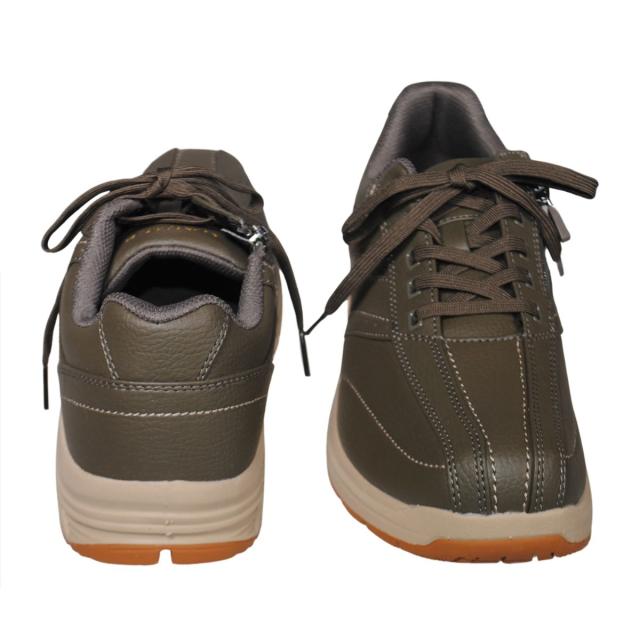 【靴のHOSHIKAWA】  『GAINER 0139』 24.5cm〜28cm EEEE スニーカーサイドファスナー カーキ コンフォート 吸湿 速乾 抗菌防臭加工 合成皮革 衝撃吸収 幅広