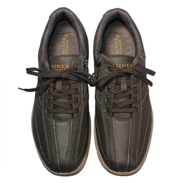 【靴のHOSHIKAWA】  『GAINER 0139』 24.5cm〜28cm EEEE スニーカーサイドファスナー カーキ コンフォート 吸湿 速乾 抗菌防臭加工 合成皮革 衝撃吸収 幅広