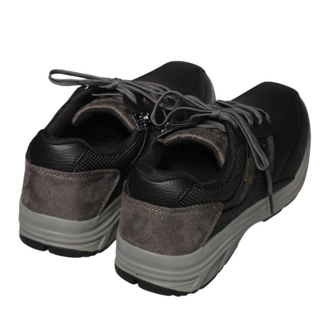 【靴のHOSHIKAWA】  『GAINER 0140』 24.5cm〜28cm メンズ スニーカー サイドファスナー ブラック コンフォート 吸湿 速乾 抗菌防臭加工 合成皮革 衝撃吸収 幅広