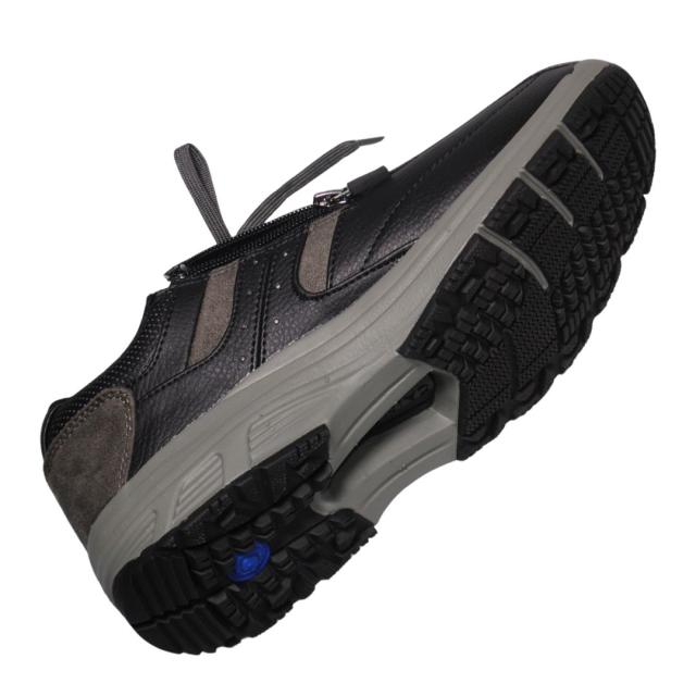 【靴のHOSHIKAWA】  『GAINER 0140』 24.5cm〜28cm メンズ スニーカー サイドファスナー ブラック コンフォート 吸湿 速乾 抗菌防臭加工 合成皮革 衝撃吸収 幅広