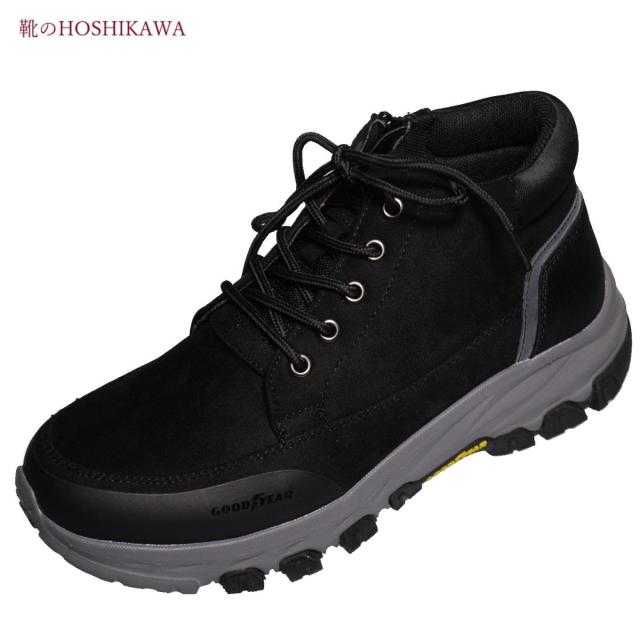 【靴のHOSHIKAWA】  『GOOD YEAR 50801』 グッドイヤー スニーカー 25cm〜27cm EEEE レースアップ 幅が広い 防水防滑 ミドルカット 合成皮革