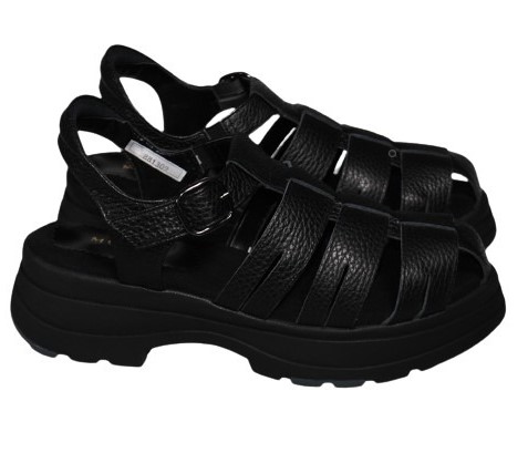 【靴のHOSHIKAWA】  『Monet 881309』 グルカサンダル モネ 21.5cm〜24.5cm EEEE レディース ブラック カジュアル オープントゥ 日本製 本革 春夏