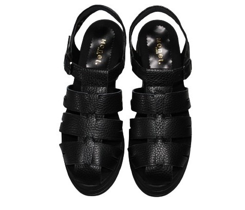 【靴のHOSHIKAWA】  『Monet 881309』 グルカサンダル モネ 21.5cm〜24.5cm EEEE レディース ブラック カジュアル オープントゥ 日本製 本革 春夏