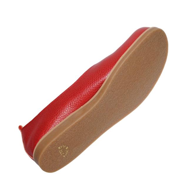 【靴のHOSHIKAWA】  『MOVEO 004』 モベオ パンプス 22.5cm〜24.5cm EEEE ぺたんこ フラット底 レッド カジュアル 日本製 本革 幅広