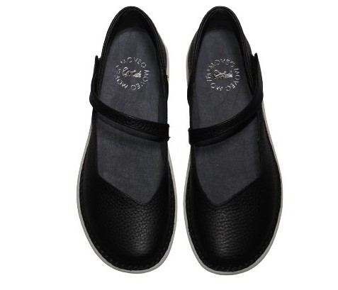 【靴のHOSHIKAWA】  『MOVEO 19607』 モベオ パンプス 22cm〜24.5cm EEEE フラットソール マジックテープ ブラック 日本製 本革 軽量 幅広