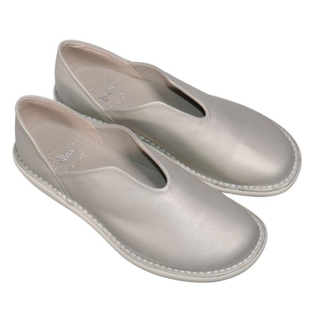 【靴のHOSHIKAWA】  『MOVEO 64261N』 モベオ スリッポン 22cm〜24.5cm EEEE ぺたんこ フラット底 シャンパン カジュアル 日本製 本革 幅広 春夏