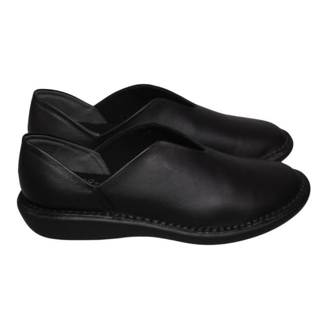 【靴のHOSHIKAWA】  『MOVEO 64261N』 モベオ スリッポン 22cm〜24.5cm EEEE ぺたんこ フラット底 ブラック カジュアル 日本製 本革 幅広 春夏