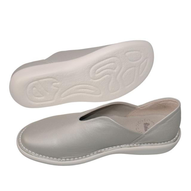 【靴のHOSHIKAWA】  『MOVEO 64261N』 モベオ スリッポン 22cm〜24.5cm EEEE ぺたんこ フラット底 シャンパン カジュアル 日本製 本革 幅広 春夏