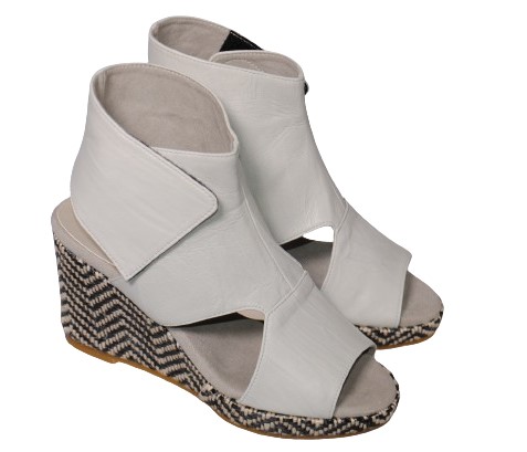 【靴のHOSHIKAWA】  『MOVEO 6800』 モベオ ブーツサンダル 221.5cm〜245cm EEEE 厚底ブーツ ホワイト オープントゥ マジックテープ 日本製 本革 春夏