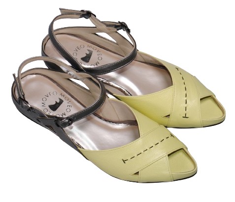 【靴のHOSHIKAWA】  『MOVEO 7018』 モベオ サンダル 22cm〜24.5cm EEE ローヒール ストラップ イエロー 日本製 本革 幅広 春夏