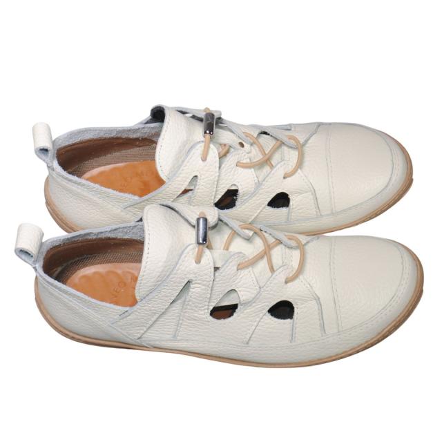 【靴のHOSHIKAWA】  『MOVEO 103-900』 モベオ カジュアルシューズ 22.5cm〜24.5cm レディース アイボリー ゴムレース 撥水加工 抗菌 日本製 幅が広い 本革 春夏