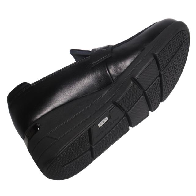 【靴のHOSHIKAWA】  『MOVEO 92031』 モベオ 厚底ローファー 22.5cm〜24.5cm EEEE レディース ブラックメタ 日本製 幅が広い 本革 軽量 秋冬