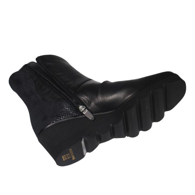 【靴のHOSHIKAWA】  『SPORTS NINE 2104』 スポーツナイン ショートブーツ 21.5cm〜24.5cm グレー レディース ショート丈 ウェッジソール 本革 国産 秋冬