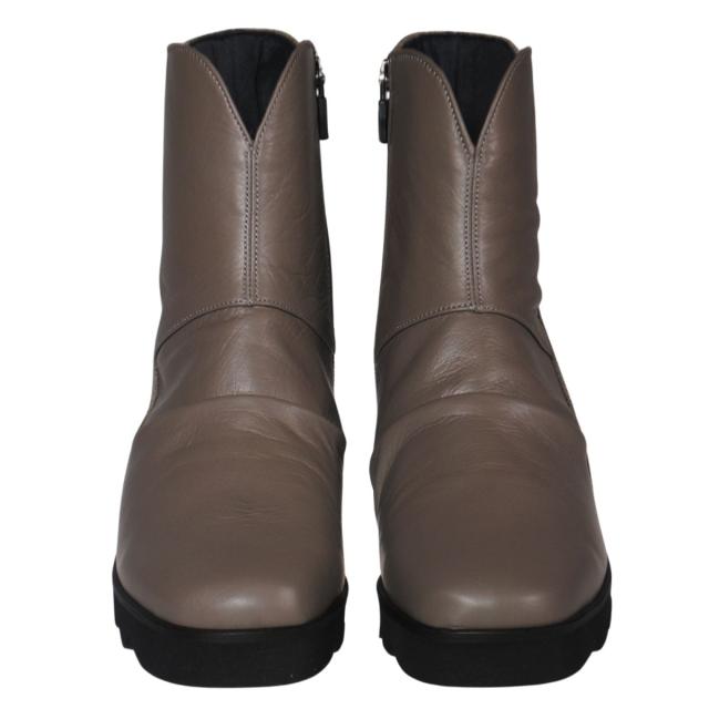 【靴のHOSHIKAWA】  『SPORTS NINE 2104』 スポーツナイン ショートブーツ 21.5cm〜24.5cm グレー レディース ショート丈 ウェッジソール 本革 国産 秋冬