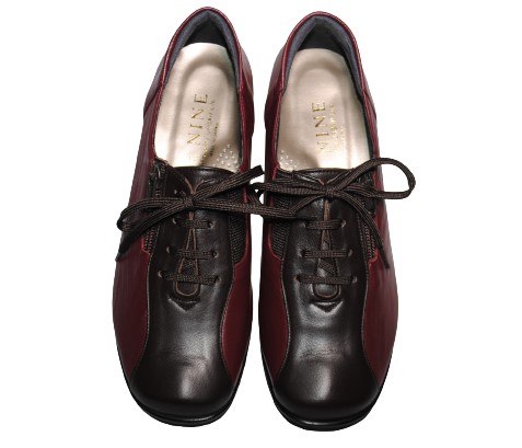 【靴のHOSHIKAWA】  『MODE NINE 2318』 モードナイン レザーシューズ 21.5cm〜25cm EEEE ダークワイン スクエアトゥ フラット底 防滑 本革 日本製