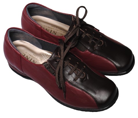 【靴のHOSHIKAWA】  『MODE NINE 2318』 モードナイン レザーシューズ 21.5cm〜25cm EEEE ダークワイン スクエアトゥ フラット底 防滑 本革 日本製