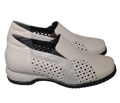 【靴のHOSHIKAWA】  『MODE NINE 2330』 モードナイン スリッポン 21.5cm〜25cm EEEE ライトグレー スクエアトゥ フラット底 防滑 本革 日本製