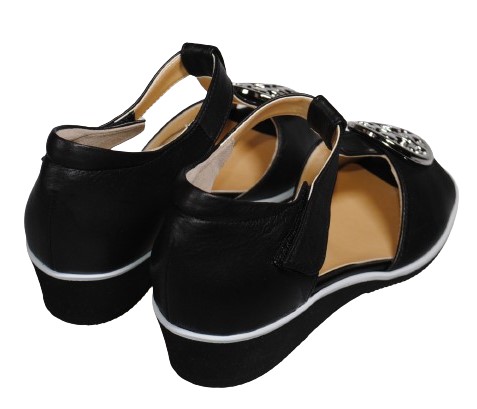 【靴のHOSHIKAWA】  『SPORTS NINE 2790』 スポーツナイン サンダル 21.5cm〜24.5cm EEE ブラック オープントゥ ウェッジソール マジック 日本製 本革 春夏