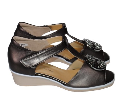 【靴のHOSHIKAWA】  『SPORTS NINE 2790』 スポーツナイン サンダル 21.5cm〜24.5cm EEE ブロンズ オープントゥ ウェッジソール マジック 日本製 本革 春夏