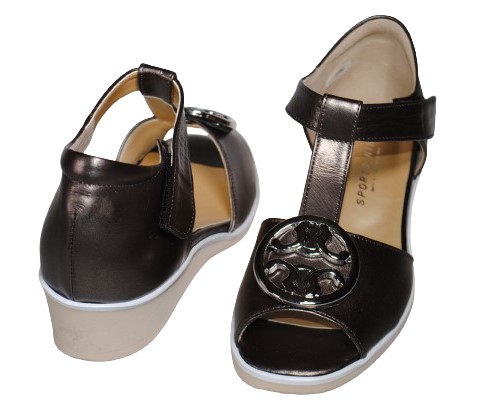 【靴のHOSHIKAWA】  『SPORTS NINE 2790』 スポーツナイン サンダル 21.5cm〜24.5cm EEE ブロンズ オープントゥ ウェッジソール マジック 日本製 本革 春夏