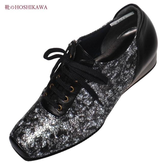 【靴のHOSHIKAWA】  『Dona Miss 4011』 ドナミス レースアップ 21.5cm〜25cm EEE クロF レディース カジュアル レザーシューズ 国産 天然皮革