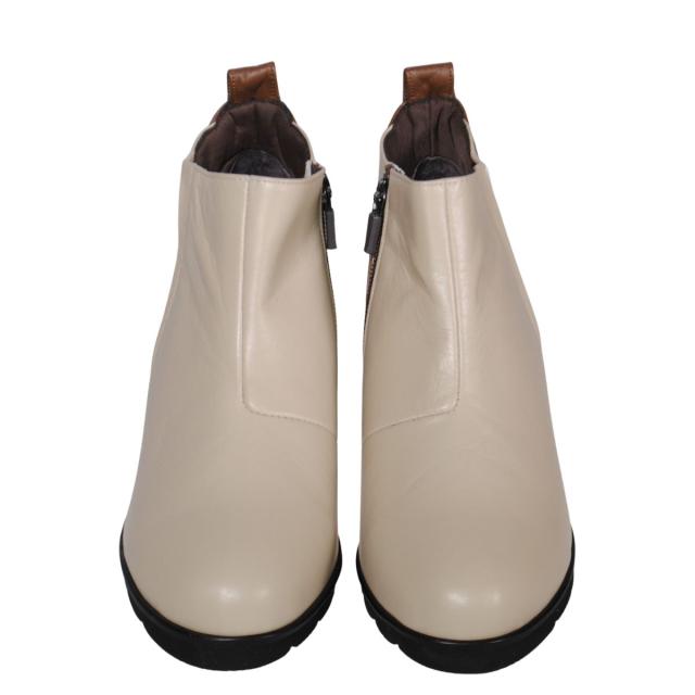 【靴のHOSHIKAWA】  『SPORTS NINE 4525』 スポーツナイン ショートブーツ 22cm〜24.5cm EEE ベージュC レディース ウェッジソール ショート丈 スムース革 本革 幅広 国産 防滑