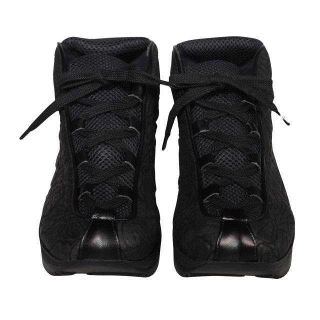 【靴のHOSHIKAWA】  『SPORTS NINE 550』 スポーツナイン ブーティー 21.5cm〜25cm ブラック レースアップ カジュアル ブーツ ショート丈 ブラック フラワー型押し 幅広 本革 国産 秋冬