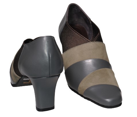 【靴のHOSHIKAWA】  『NINE DI NINE 7805』 ナインディナイン パンプス 21.5cm〜24.5cm EEE グレー レディース ヒール カジュアル 本革 国産