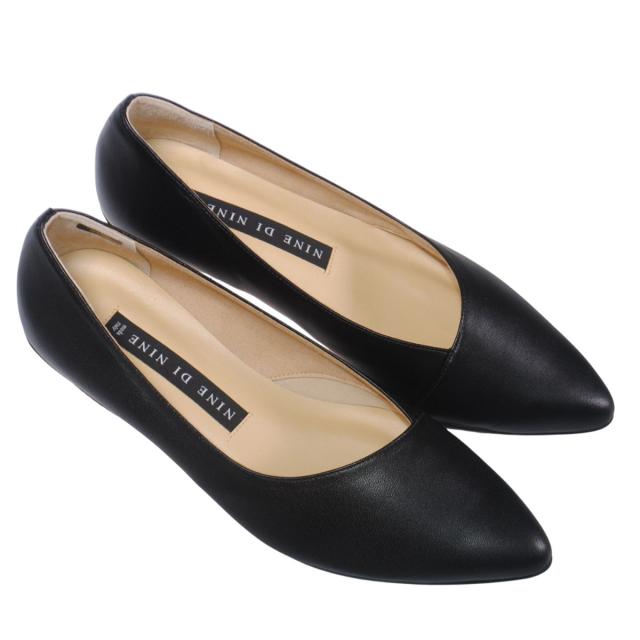 【靴のHOSHIKAWA】  『NINE DI NINE 8185』 ナインディナイン パンプス 21.5cm〜24.5cm EEE ブラック レディース ローヒール ビジネス 国産 天然皮革