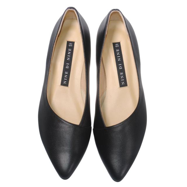 【靴のHOSHIKAWA】  『NINE DI NINE 8185』 ナインディナイン パンプス 21.5cm〜24.5cm EEE ブラック レディース ローヒール ビジネス 国産 天然皮革